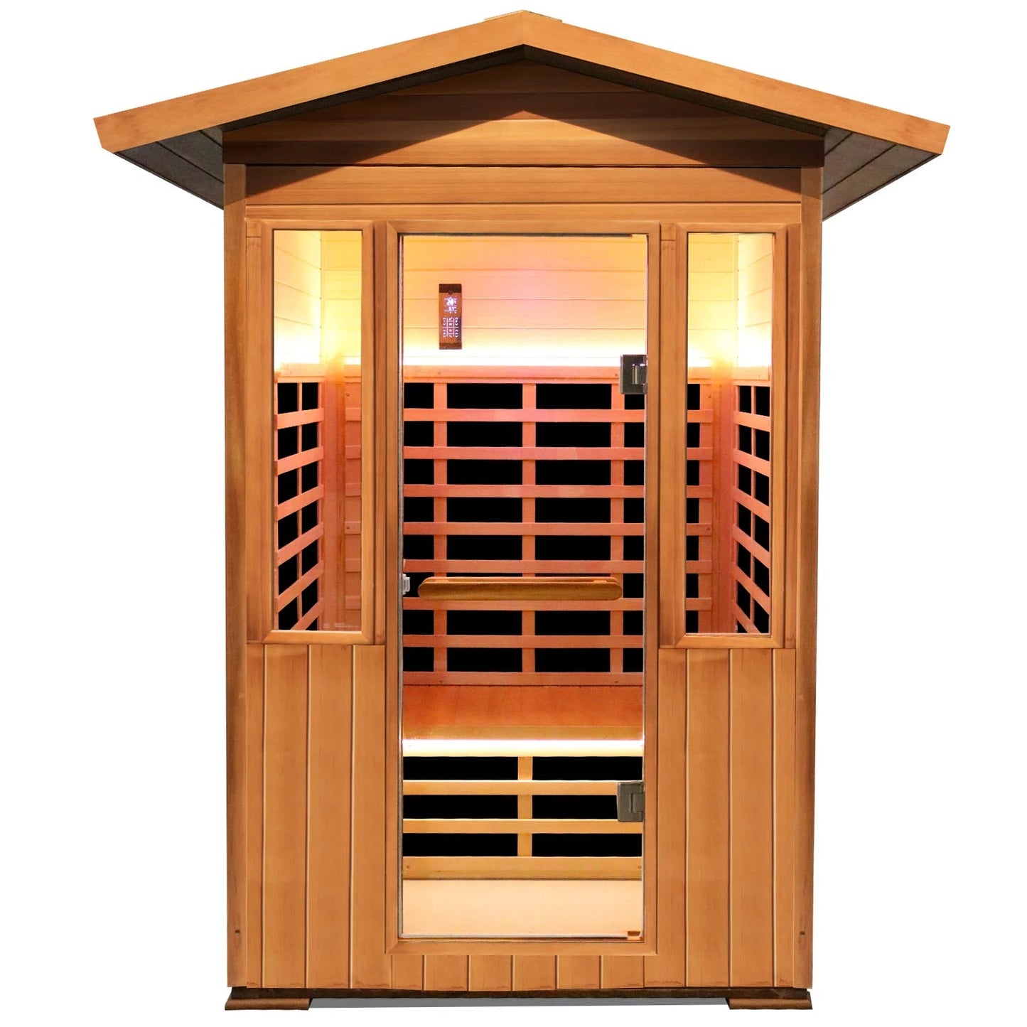 Outdoor Sauna Far Infrared Saunas Red Cedar Wooden Sauna Spa 2100W Low-Emf Dry Sauna Room for Two Person Canadian Hemlock Wood 49 * 38 * 94Inch