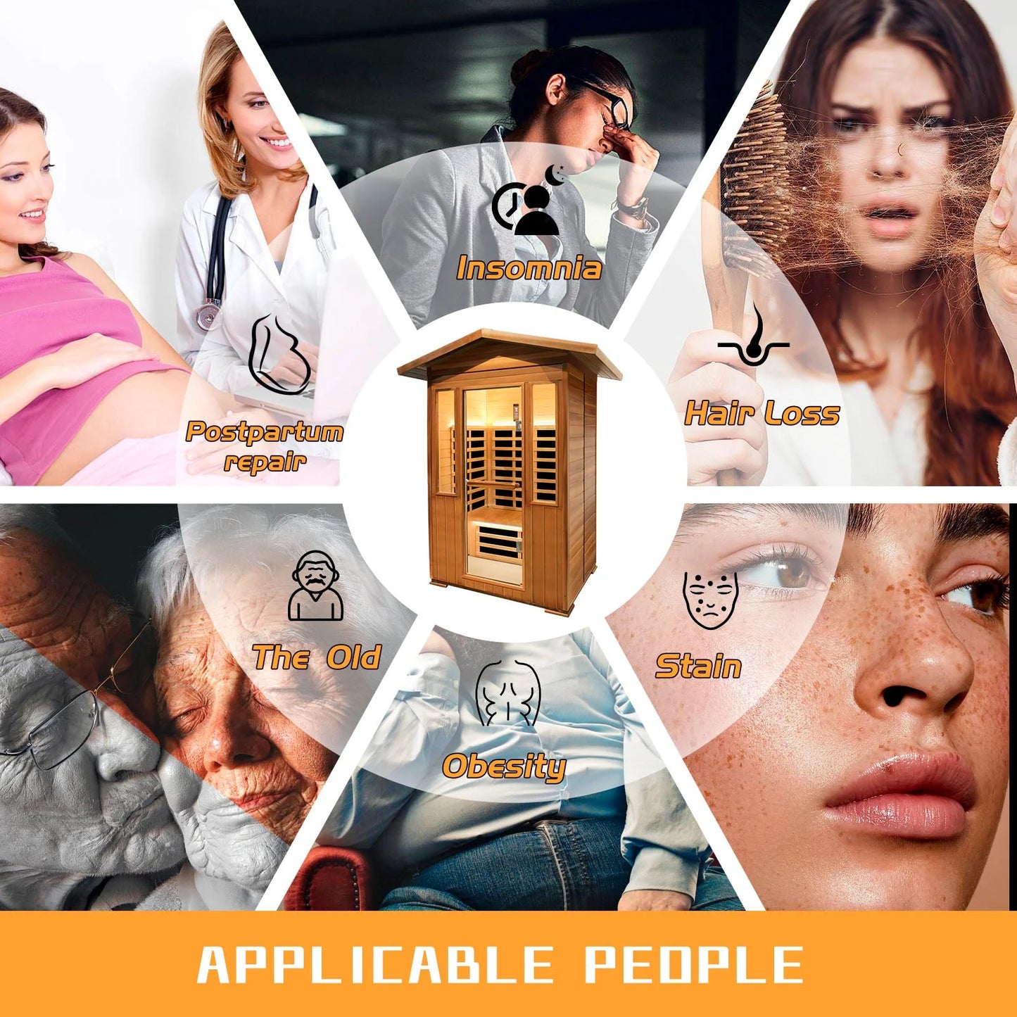 Outdoor Sauna Far Infrared Saunas Red Cedar Wooden Sauna Spa 2100W Low-Emf Dry Sauna Room for Two Person Canadian Hemlock Wood 49 * 38 * 94Inch