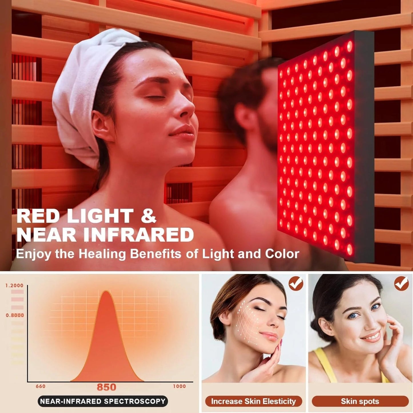 Full Spectrum Sauna for Home,1~2 Person Indoor Infrared Sauna Room with 10 Minutes Warm-Up Heate,,Canadian Hemlock Wood Home Sauna with Bluetooth. and Tempered Glass