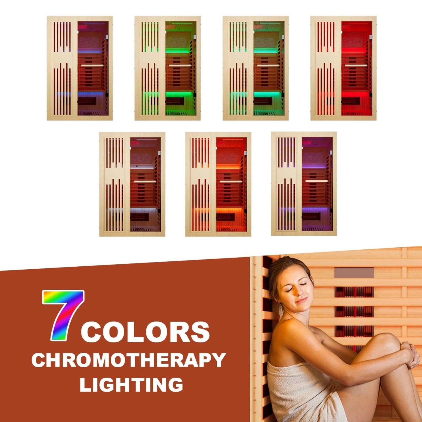 Full Spectrum Sauna for Home,1~2 Person Indoor Infrared Sauna Room with 10 Minutes Warm-Up Heate,,Canadian Hemlock Wood Home Sauna with Bluetooth. and Tempered Glass