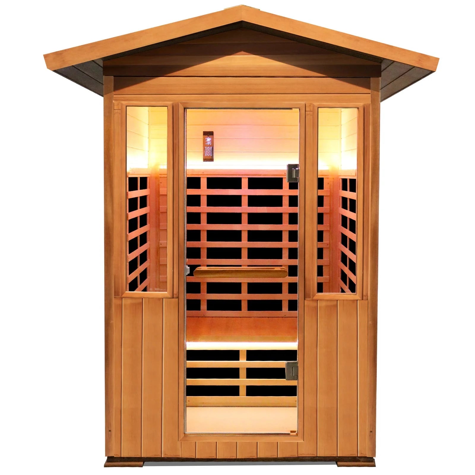 Outdoor Sauna Far Infrared Saunas Red Cedar Wooden Sauna Spa 2100W Low-Emf Dry Sauna Room for Two Person Canadian Hemlock Wood 49 * 38 * 94Inch