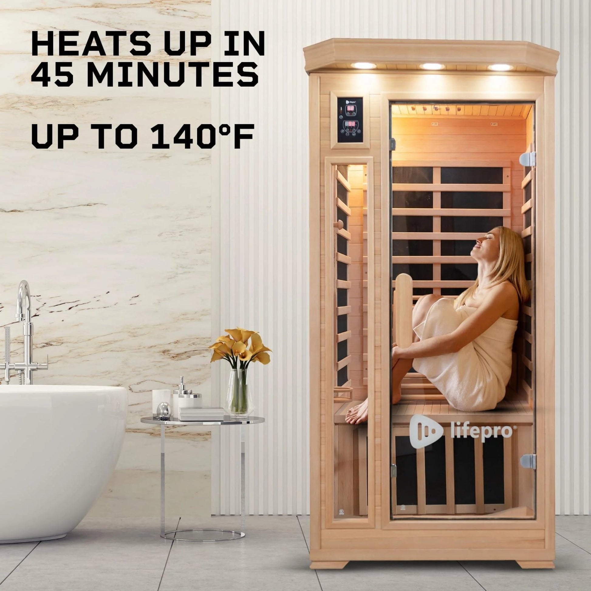 Far Infrared Saunas for Home, 1 Person Wood Dry Sauna