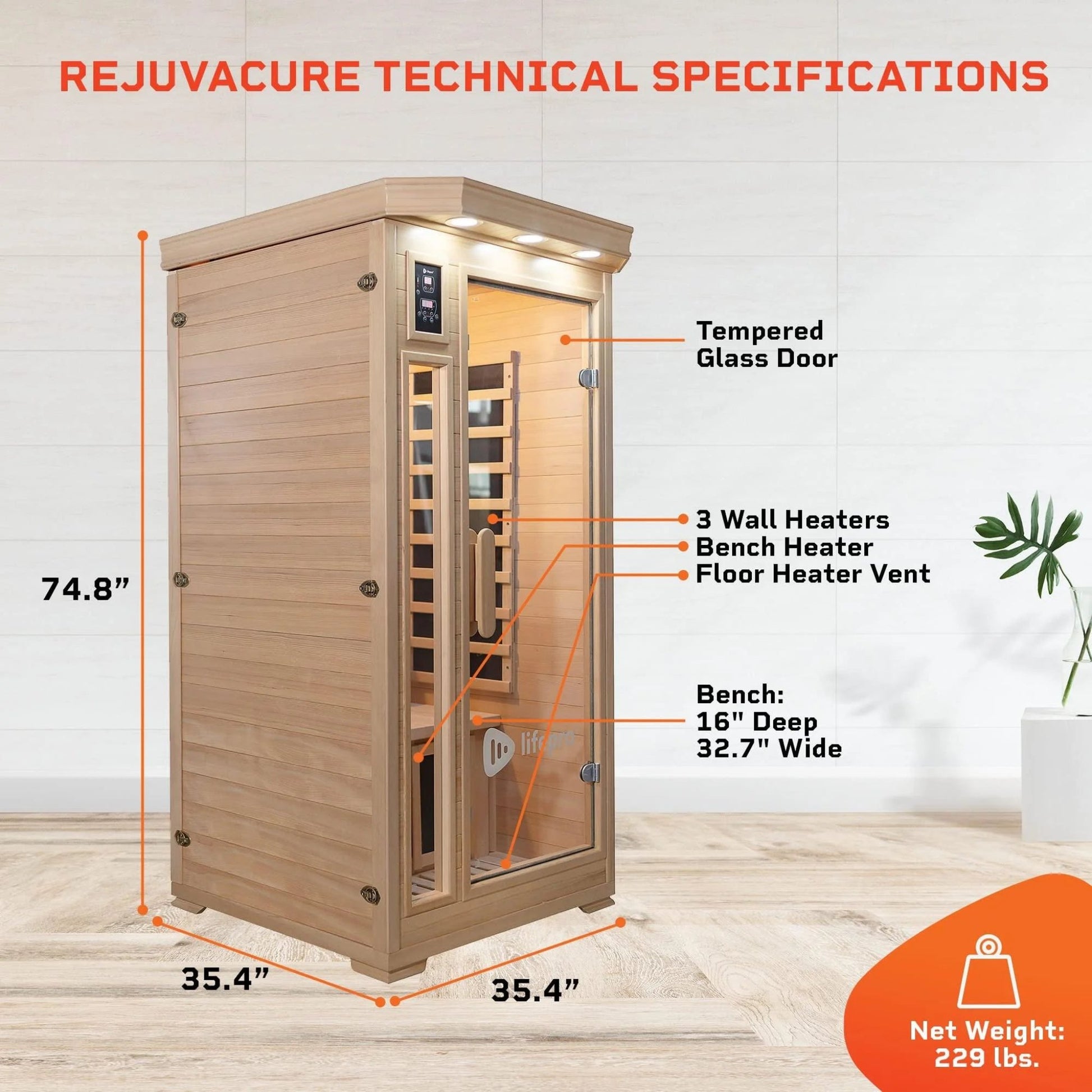 Far Infrared Saunas for Home, 1 Person Wood Dry Sauna