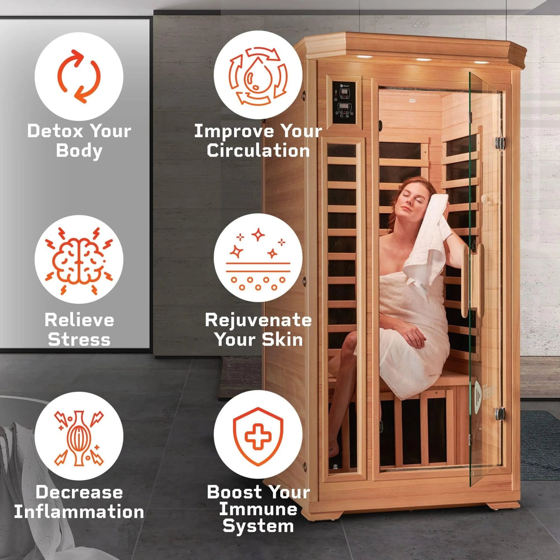 Far Infrared Saunas for Home, 1 Person Wood Dry Sauna