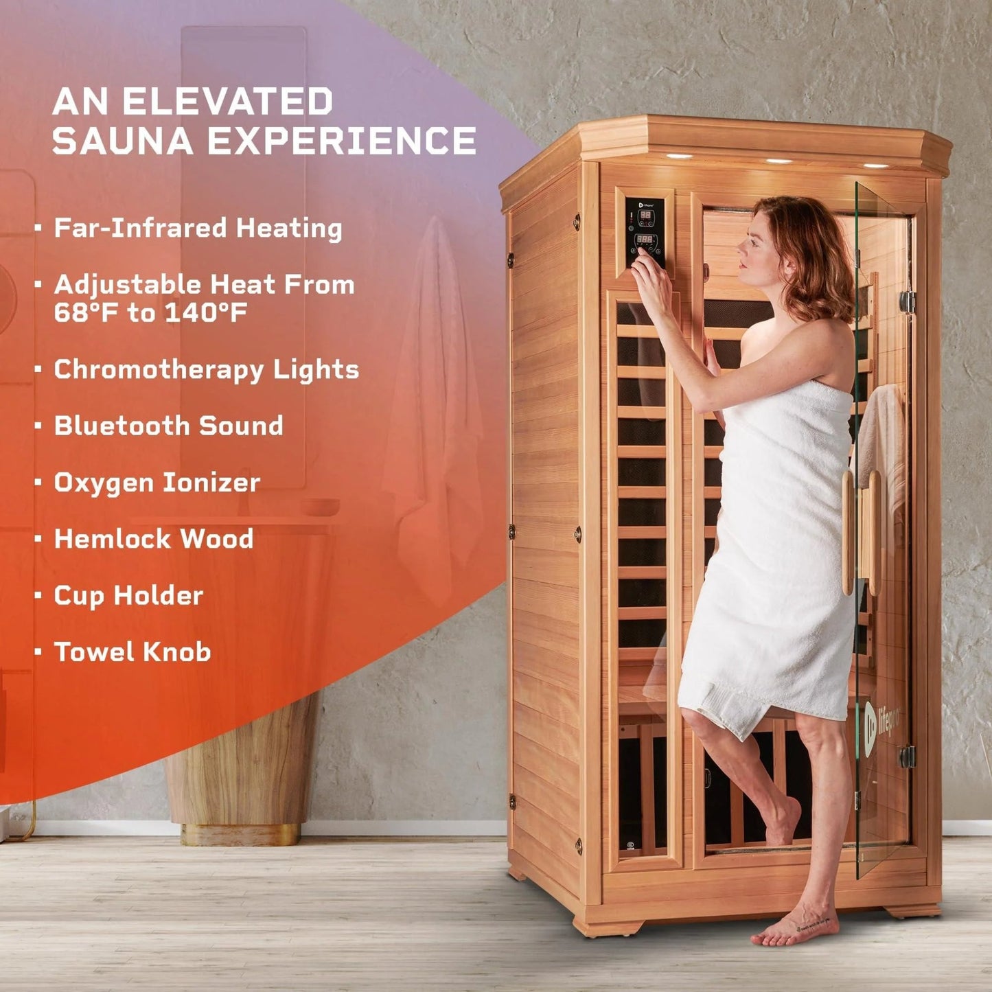 Far Infrared Saunas for Home, 1 Person Wood Dry Sauna